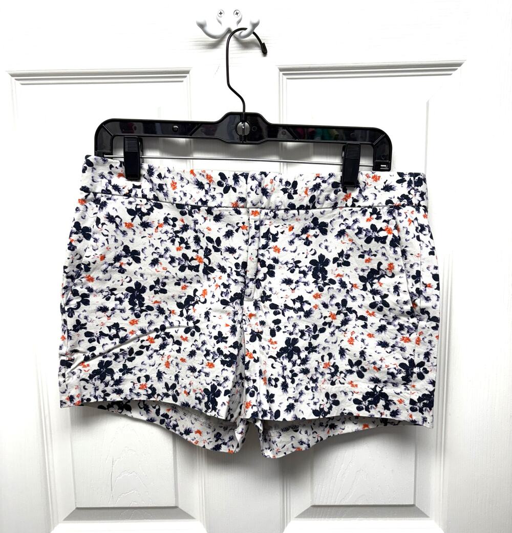 Banana Republic Gray Blue Floral Shorts, Cotton Stretch, Hampton Fit, Women's 8